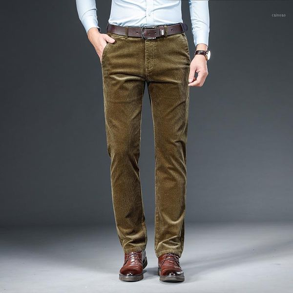 

men's pants autumn winter thick section corduroy cotton casual business trousers men brown straight long 28-42, Black
