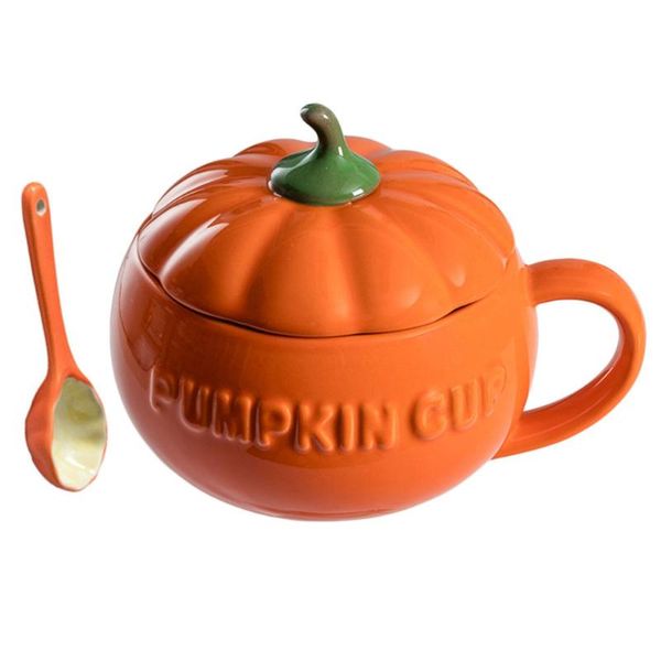 

mugs 1set ceramic coffee mug lovely pumpkin shape cup storage for home (orange)