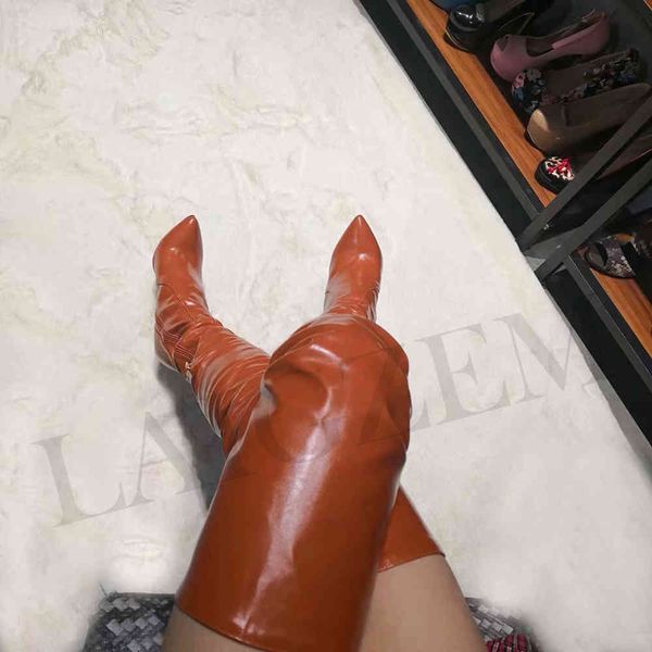 

boots laigzem women over the knee stiletto high heels pointy toe zipper shoes woman botines mujer big size 4-14 4fa2, Black