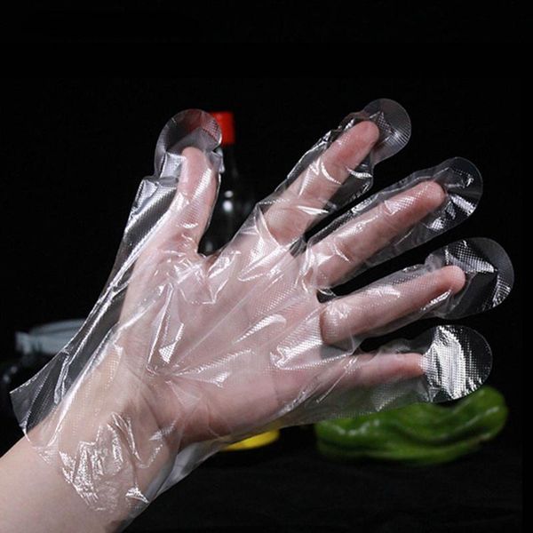 

100pcs disposable transparent pe gloves kitchen accessories thicked restaurant beauty hairdressing plastic