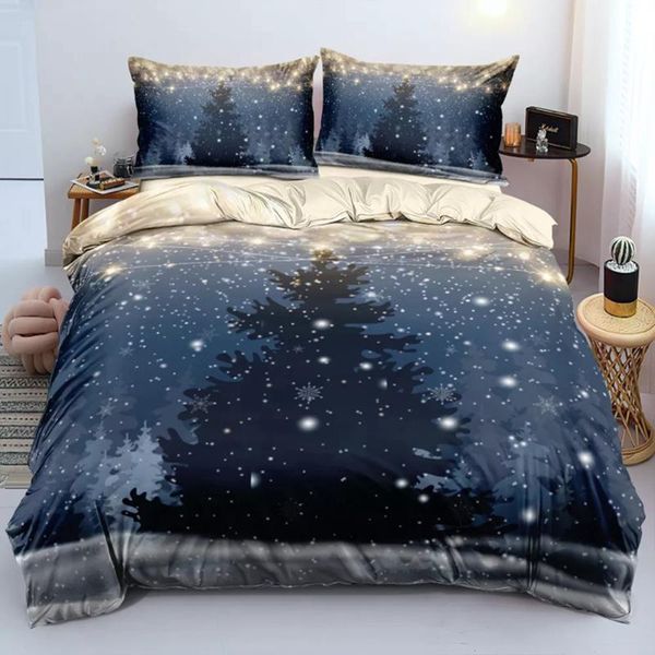 

bedding sets santa duvet cover set black red  home textiles bedclothes juego de cama blue christmas tree