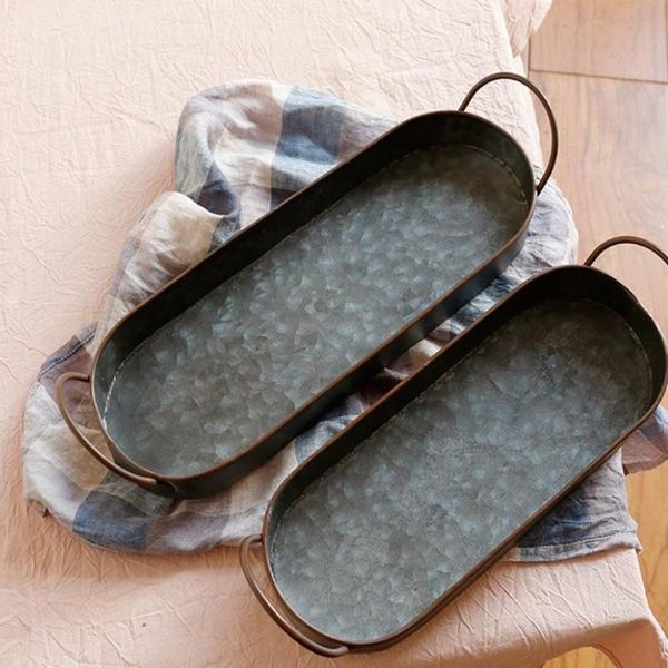 

kitchen storage & organization european retro metal plate bread tray with handle handcrafted wrought vintage home decoration restaurant acce