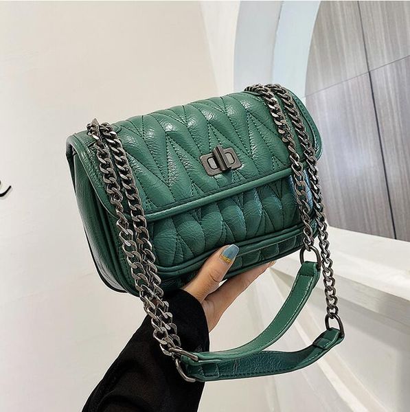 

wholesal women handbag leather fashion messenger bags elegant atmosphere striped shoulder handbags simple joker leathers chain bag, Black;red