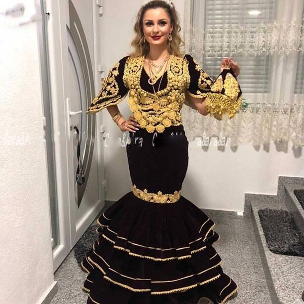 

evening dresses formal traditional kosovo albanian vestidos de novia mermaid with jacket lace applique, Black;red
