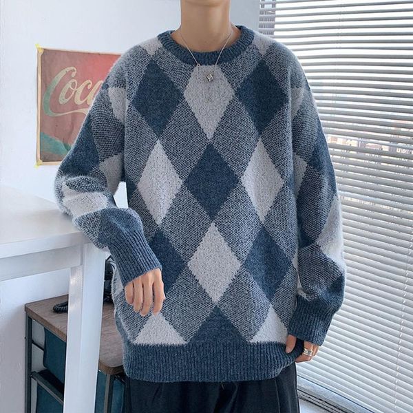

men's sweaters korean fashion sweater men streetwear pullover wool cashmere oversized autumn knitted pullovers trends 2021, White;black