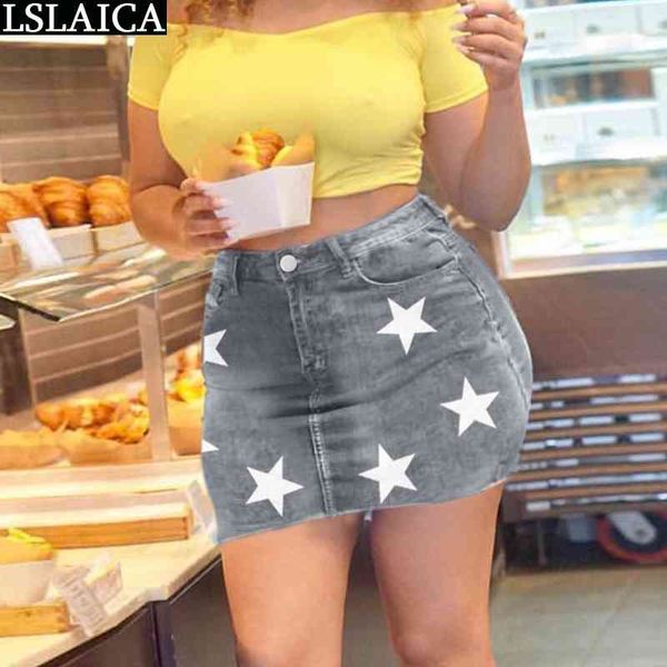 

arrival pencil skirts for women mini fashion personalized skinny casual womens high street star print clothes 210520, Black