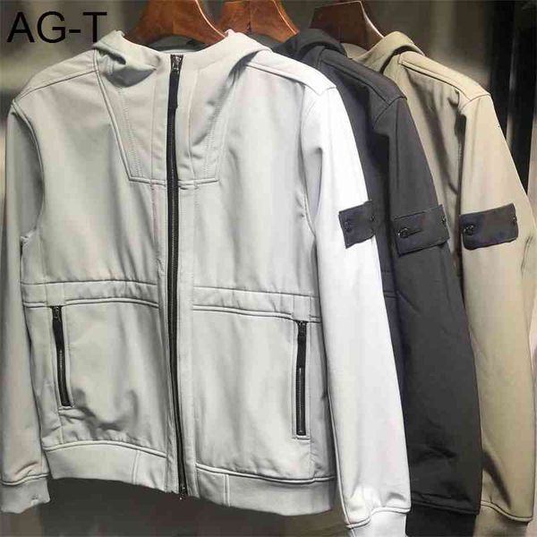 

the men air hooded jacket windbreaker zipper hoodies patchwork coat jackets stone running sports hoody jogger casual island coat, Black;brown