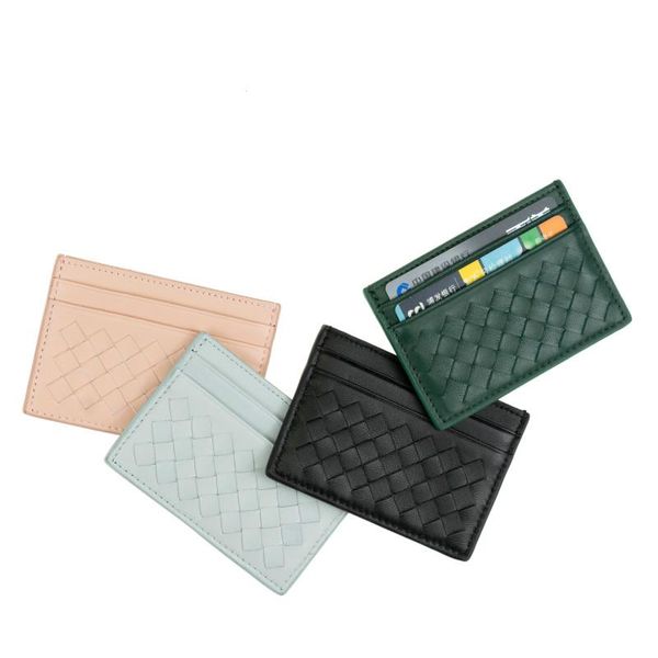 

card holders simple small mini holder travel sheepskin leather bank business id wallet case for men women with dh50kb, Brown;gray