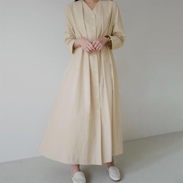 

autumn fashion v-neck long sleeve button female maxi dresses zanzea women shirt dress solid color robe femme plus size casual, Black;gray