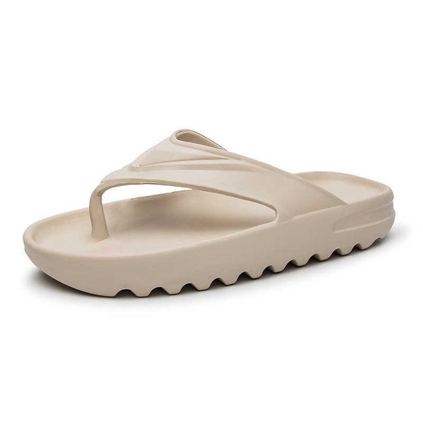 

summer new flip flop men's clip foot thick sole coconut slippers beach shoes soft sole sandal ysj, Black