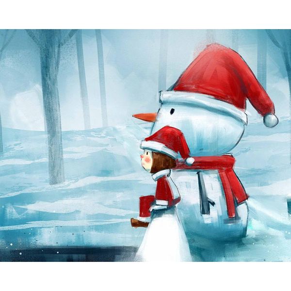 

paintings chirstmas girl and snowman painting by numbers kids adults acrylic abstract oil paint picture for wall modern art