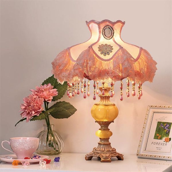 

european style retro lace table lamps bedroom bedside living room dining romantic home decoration decorative lights