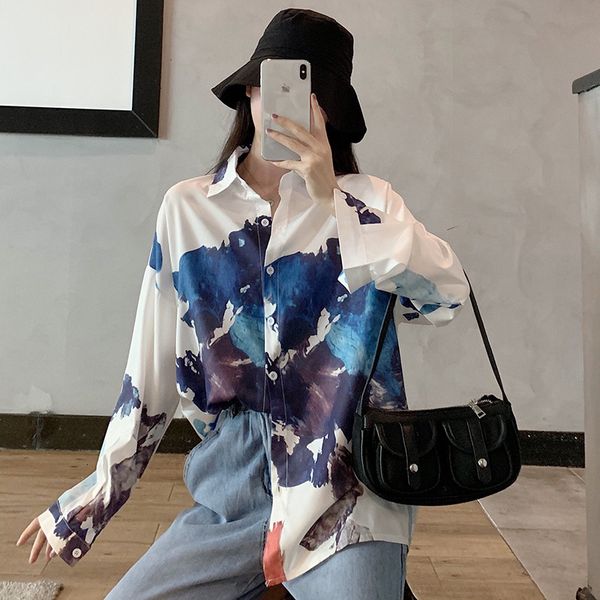 

2021 new multi function single button shirt, straight tube, temperament, landscape, spring and summer xz28, White