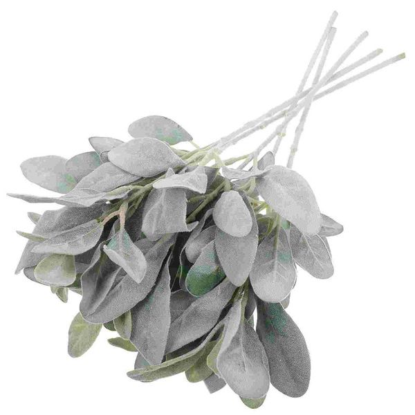 

decorative flowers & wreaths 5pcs flocking leaf artificial decoration simulated green plant adornment