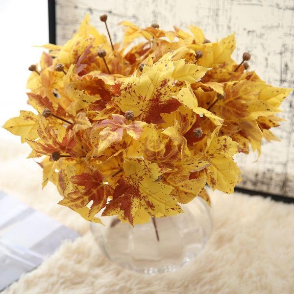 

decorative flowers & wreaths 7 heads artificial fake leaf silver maple simulation leaves wedding home garden bridal bouquet christmas year d