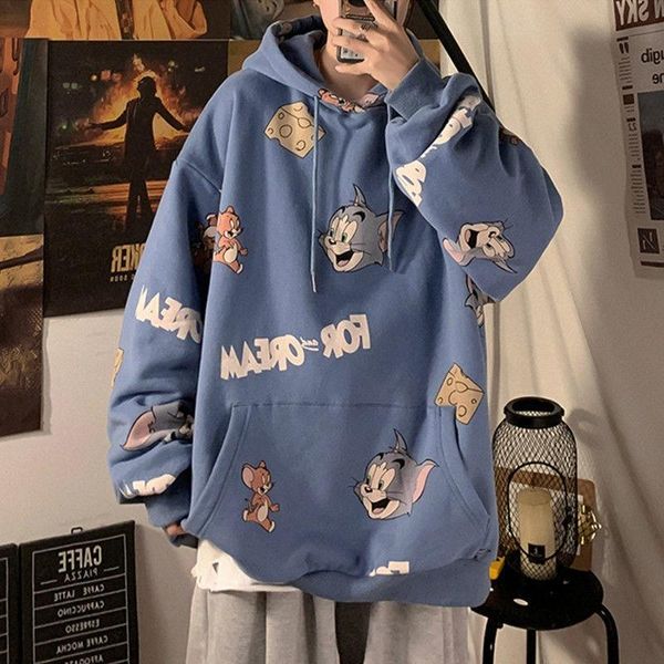 

women's hoodies & sweatshirts autumn winter cartoon printed oversized women harajuku pullover casual fashion kawaii female hoodie, Black