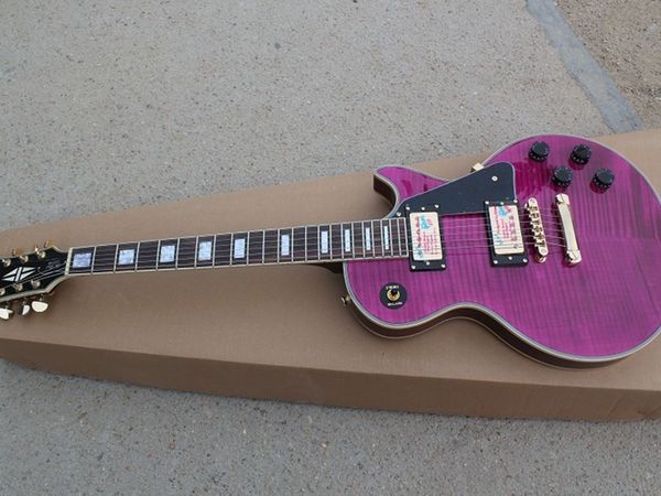 

electric guitar violet wood grain gold accessories