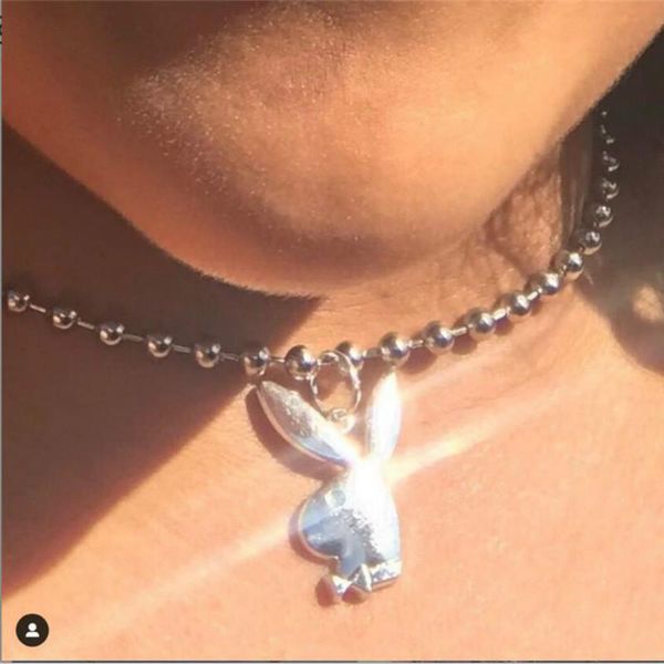 

women cute beads chain choker necklace stainless steel animal charms collares jewelry girl gift chokers, Golden;silver