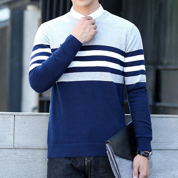 

men's sweaters kksky and pullovers men cotton long sleeve o neck knittied pull sweater winter warm homme striped clothes -4xl, White;black