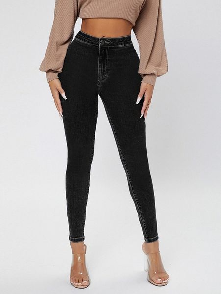 

petite zipper fly skinny jeans h4wh#, Blue