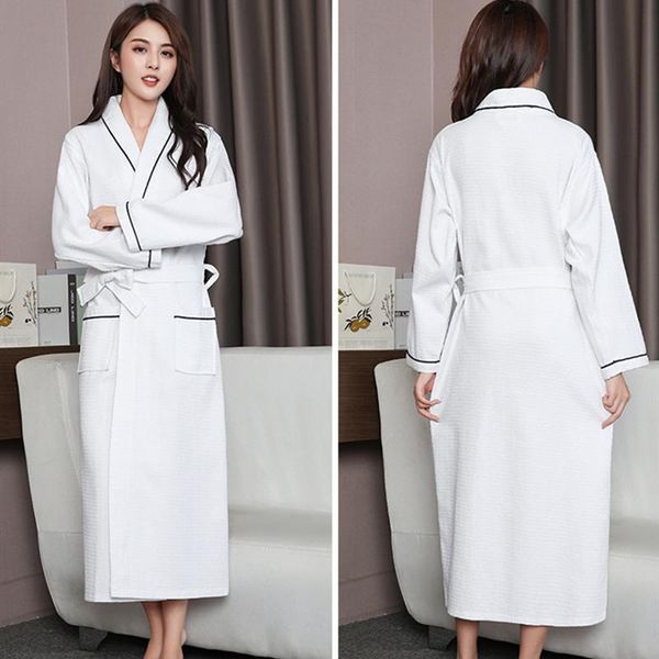 

women's sleepwear fzslcyiyi 100% cotton waffle shower robe women nightgown el bathrobes plus size spring autumn nightwear, Black;red