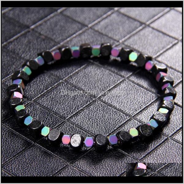 

strands bracelets jewelryfashion cube square stone tiny bead bracelet 4mm hematite 5dot5mm wooden handmade men women classic creative jewelr, Black