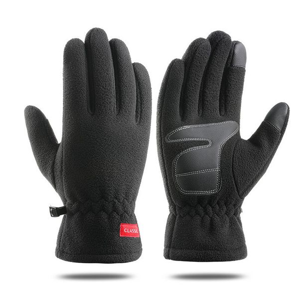 

gloves k1n705 warm men' and women' winter cold proof plush thickened outdoor sports driving touch screen riding, Blue;gray