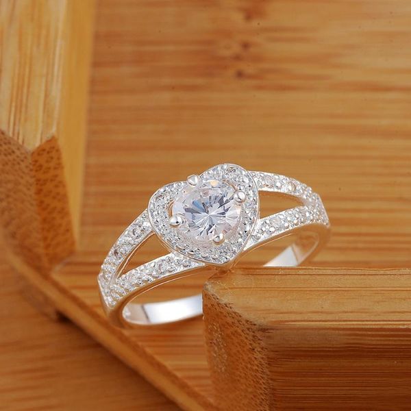 Anelli a grappolo Argento puro 925 Per le donne Anello da dito a cuore con pietra Bague Femme Accessorio per gioielli da fidanzamento da sposa Anel Anillos