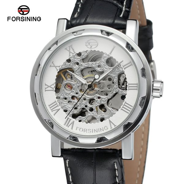 

forsing belt hollow manual mechanical watch men's watch, Slivery;brown