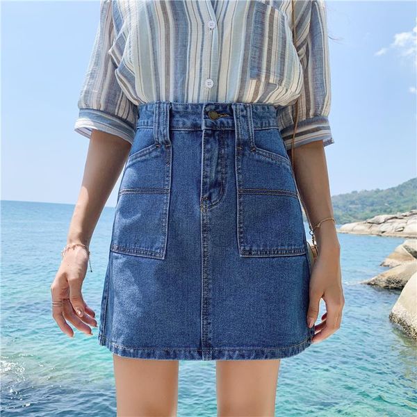 

skirts 2021 summer women's denim woman jean black skirt korean style mini slim mujer faldas tn2744