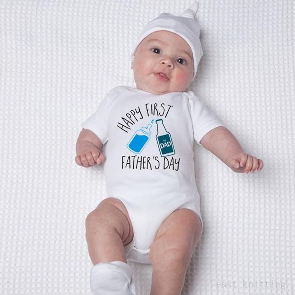 

happy fathers day infant born baby boys girls short sleeve letter print cute cartoon romper outfits summer clothes rompers, Blue