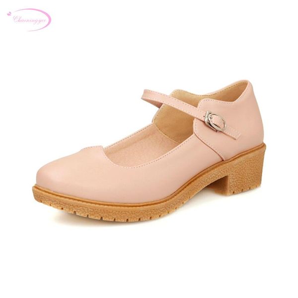 

dress shoes chainingyee sweet college style comfortable round toe pumps fashion belt buckle black white purple pink med with women's