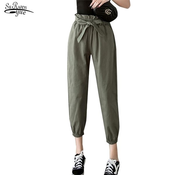 

high waist casual women pants harem pencil trousers female autumn loose solid streetwear pantalon femme 7174 210421, Black;white
