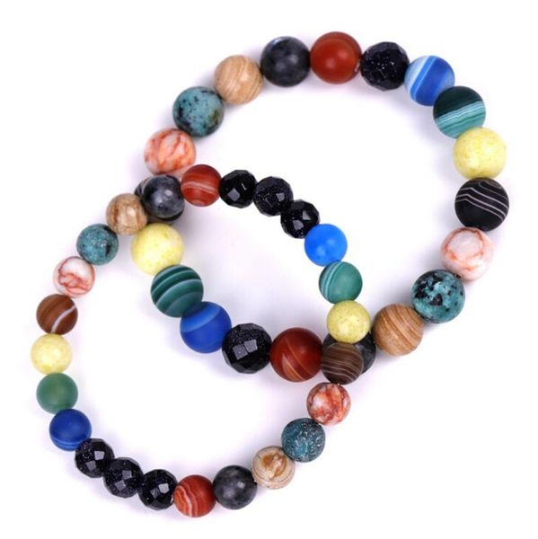 

other bracelets universe eight planets 8/10mm natural dazzling stripe agate galaxy bracelet faceted stone beads energy chakra men women jewe, Golden;silver