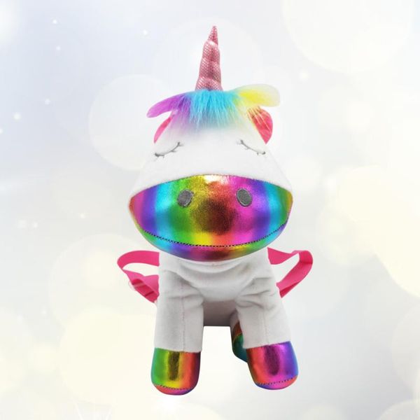 

1pc plush shoulders bag cartoon satchel rainbow backpack (white) school bags