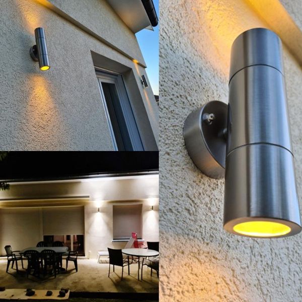 

wall lamp modern outdoor porch light in with silver aluminum cylinder and tempered glass cover waterproof sconce