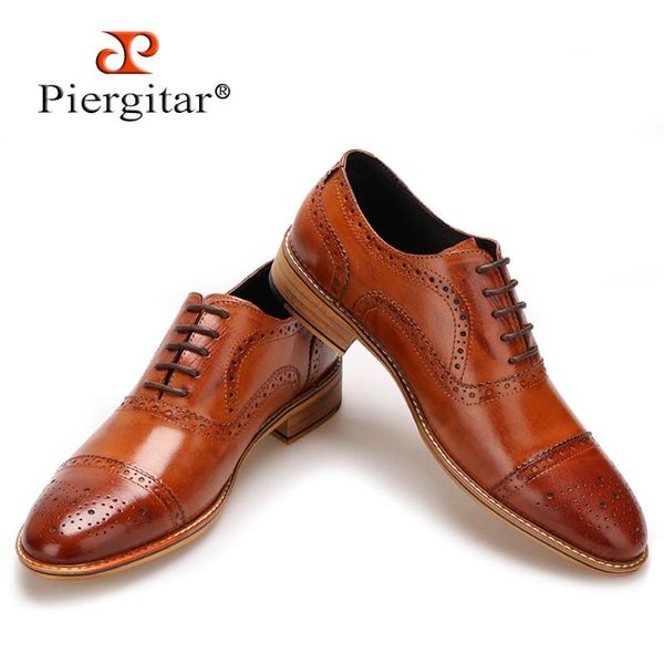 

dress shoes men oxfords british style carved genuine leather shoe brown brogue lace-up bullock business men's flats, Black