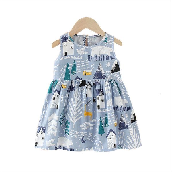 

girls summer kids clothes girl dresses children sleeveless print princess elegant 1 2 3 4 5 6 7 8 year, Red;yellow