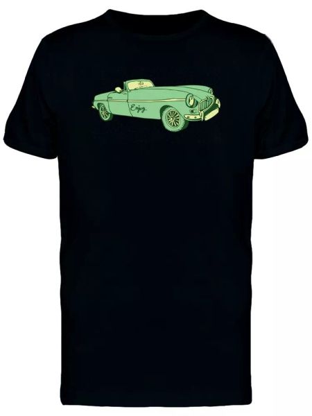 

retro green car enjoy tee men's -image by shutterstock, White;black