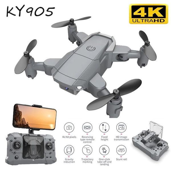 

drones mini ky905 drone 4k hd camera, 4ch 6 axis gps wifi fpv vision foldable rc quadcopter professional