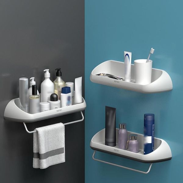 

hooks & rails kitchen storage box sticky bathroom shelf wall mounted rack strong load bearing with inside drain design