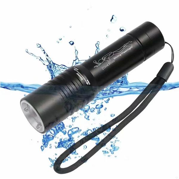 

underwater 15m t6 diving scuba 18650x1 battery 1200lumens 3 switch modes zoomable torch dive flash light dv02 flashlights torches