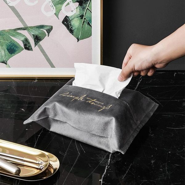 

tissue boxes & napkins nordic style embroidery velvet living room kitchen box household pumping paper storage napkin container car drawer