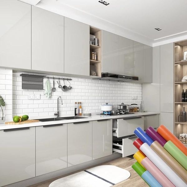 

wallpapers diy decorative film pvc self adhesive wall paper furniture renovation stickers kitchen cabinet waterproof home decor