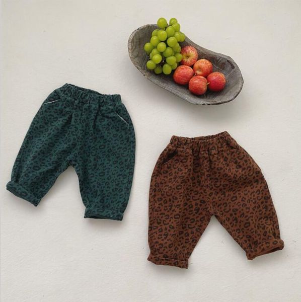 

trousers 2021 girls boys leopard long pants autumn cototn linen soft kids, Blue