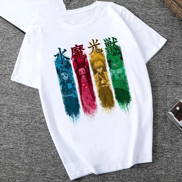 

demon slayer cool and men t shirts women funny cartoon graphic kimetsu no yaiba anime hip hop tees female, White;black
