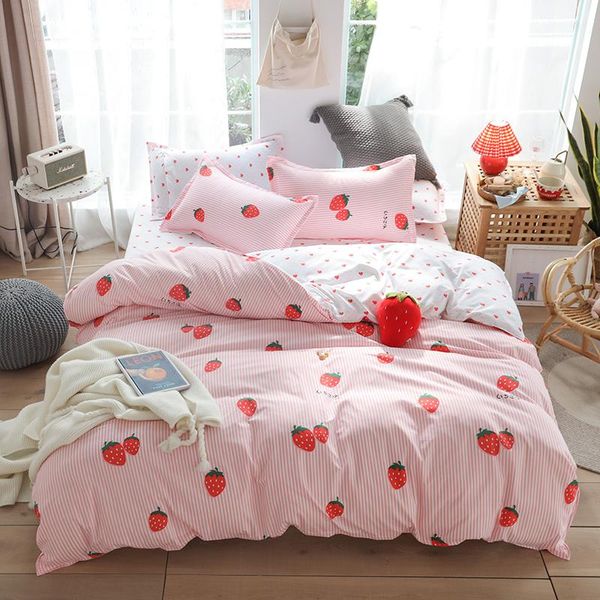 

bedding sets fruit set soft quilt cover pillowcase warm bed twin full  king duvet strawberry bedclothes