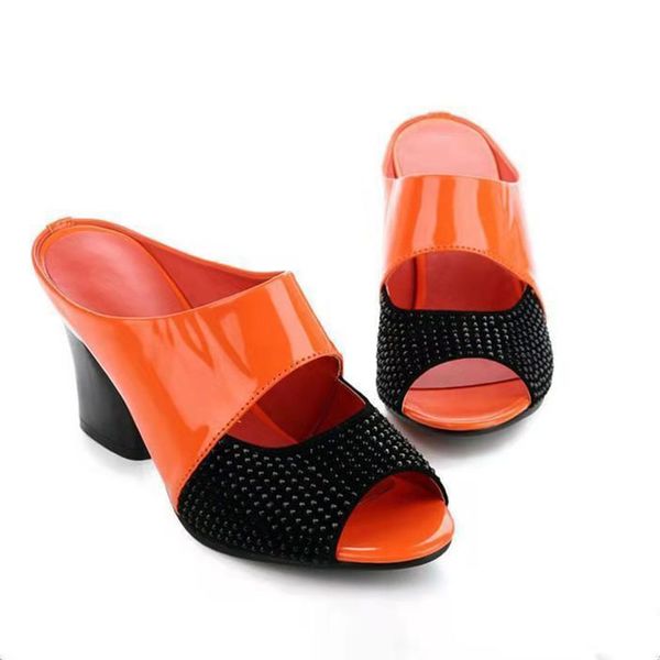 

high block heel slippers women summer beautiful shoes, Black