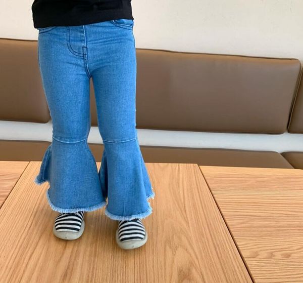 

trousers retail 2021 baby kids fall jean flare pants, children fashion cowboy 2-6t, Blue