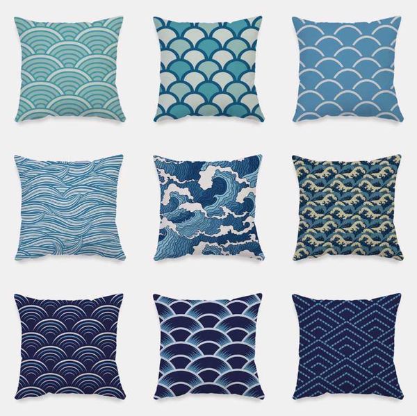 

cushion/decorative pillow blue wave cushion cover nordic home decor geometric cotton linen pillowcase living room sofa decorative simple sty